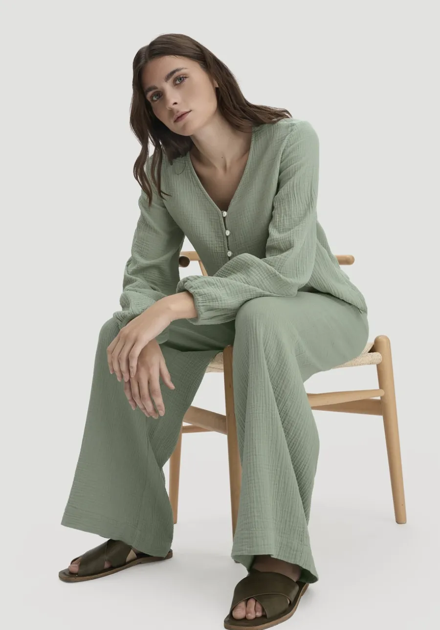 Gewebe Hose Wide Leg aus reiner Bio-Baumwolle von hessnatur