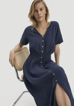 Gewebe Kleid mit Taillierung Midi aus reiner Bio-Baumwolle von hessnatur