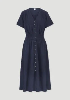 Gewebe Kleid mit Taillierung Midi aus reiner Bio-Baumwolle von hessnatur
