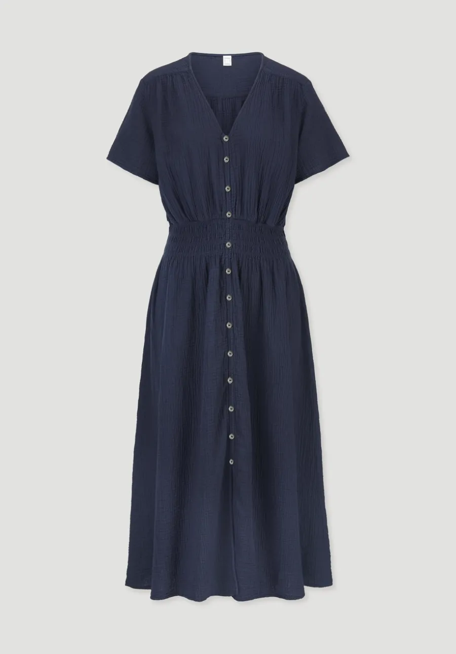 Gewebe Kleid mit Taillierung Midi aus reiner Bio-Baumwolle von hessnatur