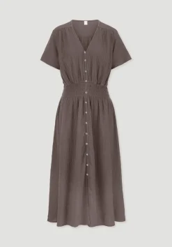 Gewebe Kleid mit Taillierung Midi aus reiner Bio-Baumwolle von hessnatur