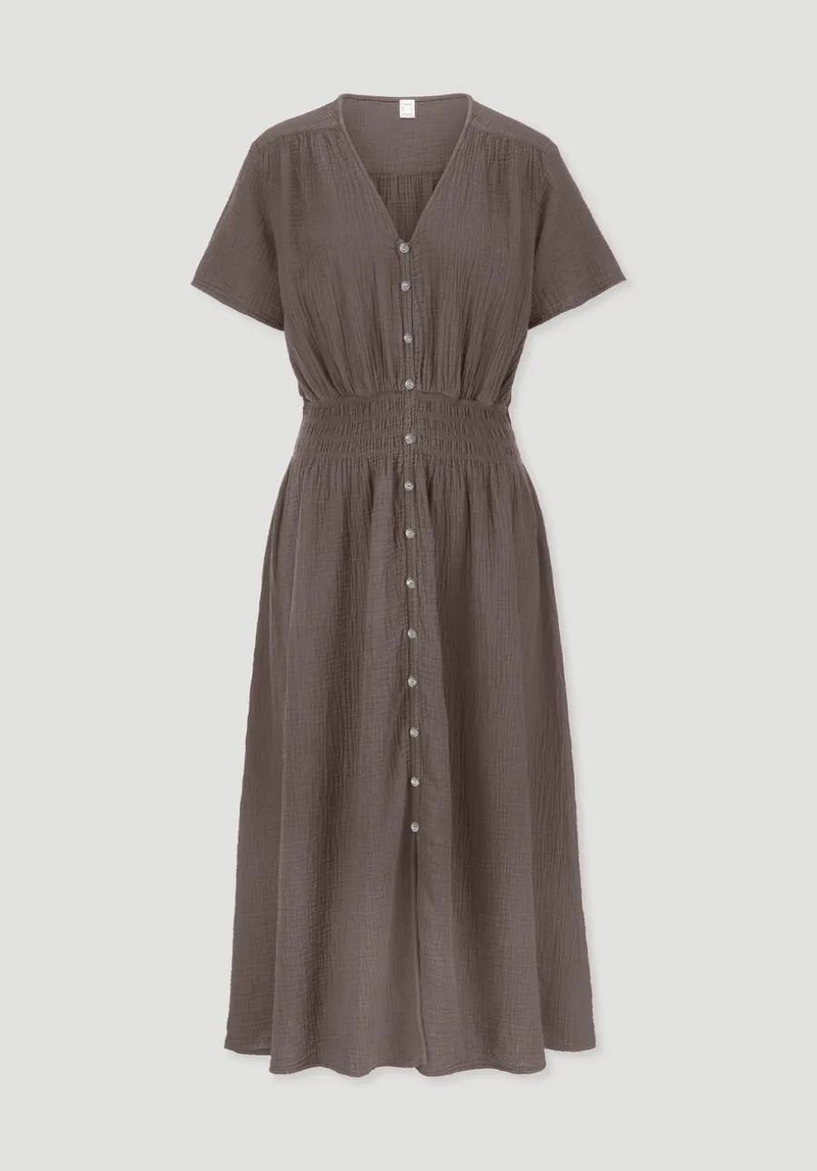 Gewebe Kleid mit Taillierung Midi aus reiner Bio-Baumwolle von hessnatur