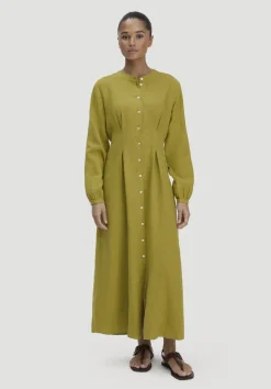 Hemdblusenkleid mit Taillierung Maxi aus Bio-Baumwolle mit Leinen von hessnatur