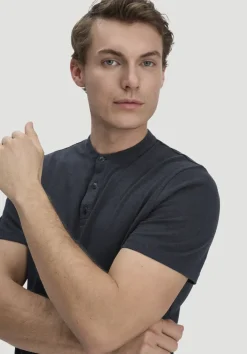 Henley T-Shirt Regular aus Leinen und Bio-Baumwolle von hessnatur
