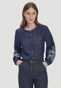 Jeans Bluse Embroidery Relaxed aus reiner Bio-Baumwolle von hessnatur