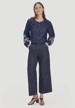 Jeans Bluse Embroidery Relaxed aus reiner Bio-Baumwolle von hessnatur