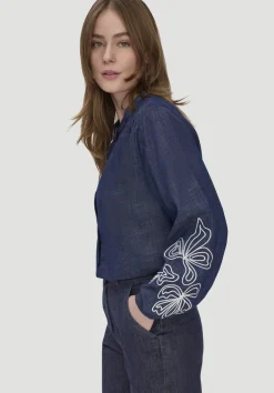Jeans Bluse Embroidery Relaxed aus reiner Bio-Baumwolle von hessnatur