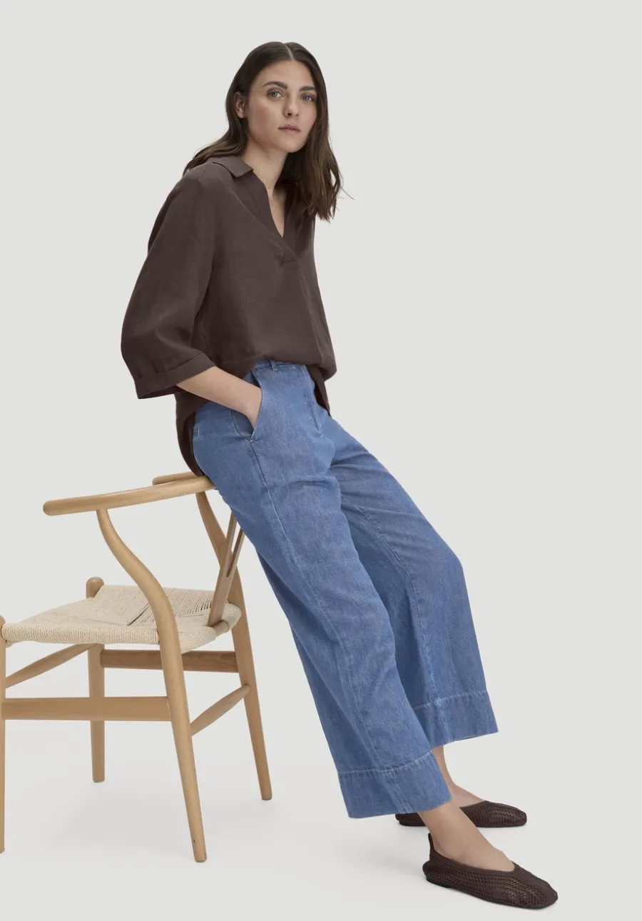 Jeans ENNELIE Culotte Wide Leg aus Bio-Baumwolle mit TENCEL™ Lyocell und Leinen von hessnatur