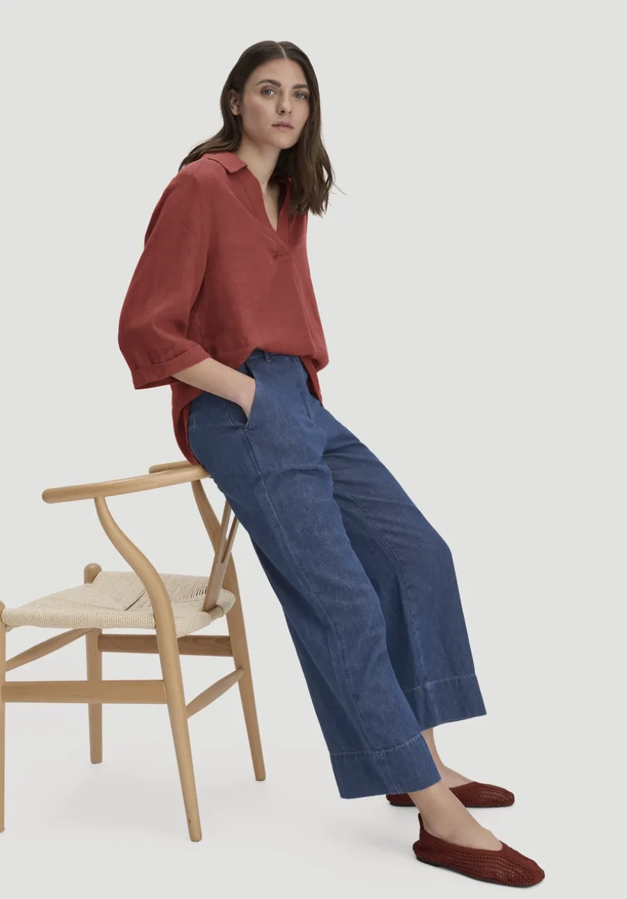 Jeans ENNELIE Culotte Wide Leg aus Bio-Baumwolle mit TENCEL™ Lyocell und Leinen von hessnatur