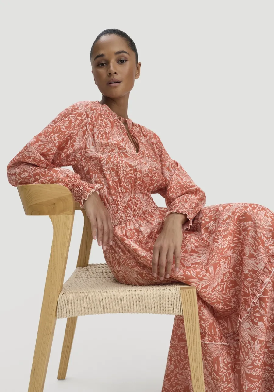 Kleid mit Taillierung Maxi aus reiner Bio-Baumwolle von hessnatur