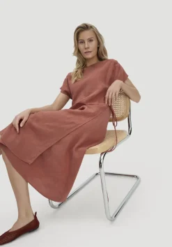 Kleid mit Wickeloptik Midi aus reinem Leinen von hessnatur