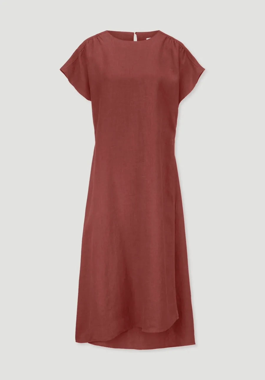 Kleid mit Wickeloptik Midi aus reinem Leinen von hessnatur