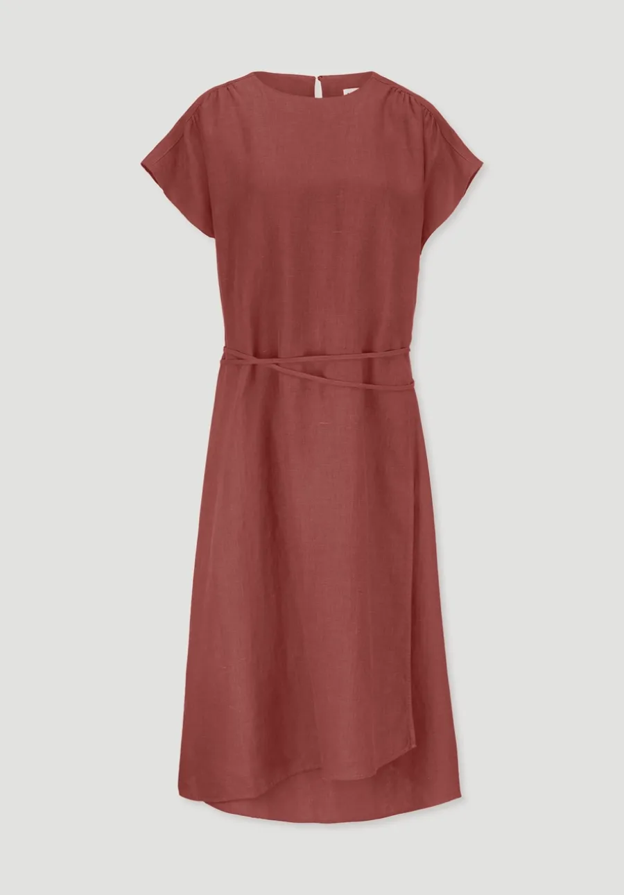 Kleid mit Wickeloptik Midi aus reinem Leinen von hessnatur