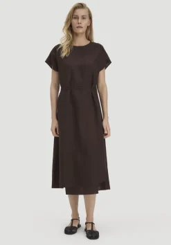 Kleid mit Wickeloptik Midi aus reinem Leinen von hessnatur