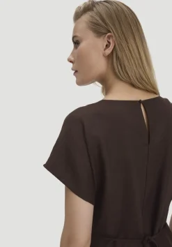 Kleid mit Wickeloptik Midi aus reinem Leinen von hessnatur