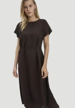 Kleid mit Wickeloptik Midi aus reinem Leinen von hessnatur