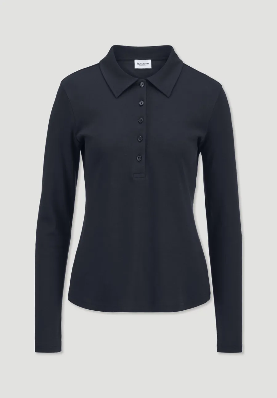Longsleeve Polo Slim aus reiner Bio-Baumwolle von hessnatur