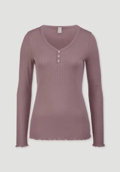 Pointelle Henley Schlafshirt PURE COTTON aus reiner Bio-Baumwolle von hessnatur