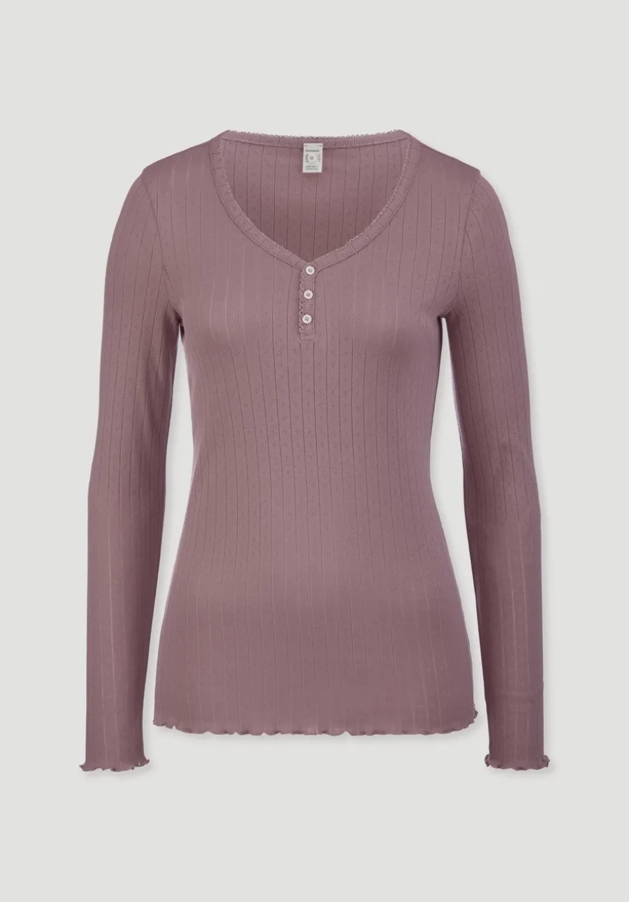 Pointelle Henley Schlafshirt PURE COTTON aus reiner Bio-Baumwolle von hessnatur