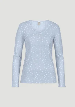 Pointelle Henley Schlafshirt PURE COTTON aus reiner Bio-Baumwolle von hessnatur
