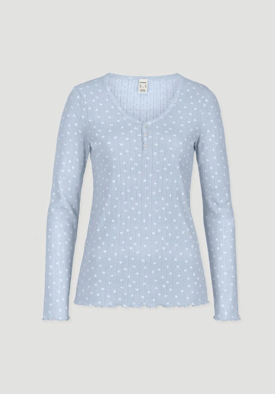 Pointelle Henley Schlafshirt PURE COTTON aus reiner Bio-Baumwolle von hessnatur