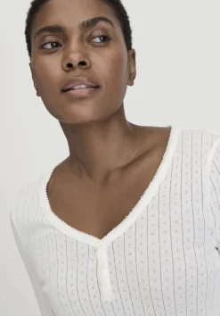 Pointelle Henley Schlafshirt PURE COTTON aus reiner Bio-Baumwolle von hessnatur