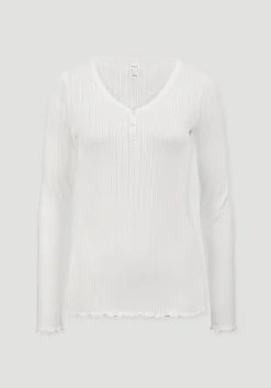 Pointelle Henley Schlafshirt PURE COTTON aus reiner Bio-Baumwolle von hessnatur