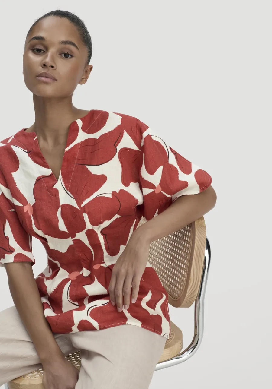 Print Bluse Relaxed aus reinem Leinen von hessnatur