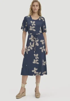 Print Jersey Kleid kniebedeckend Slim aus TENCEL™ Lyocell von hessnatur
