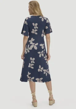 Print Jersey Kleid kniebedeckend Slim aus TENCEL™ Lyocell von hessnatur