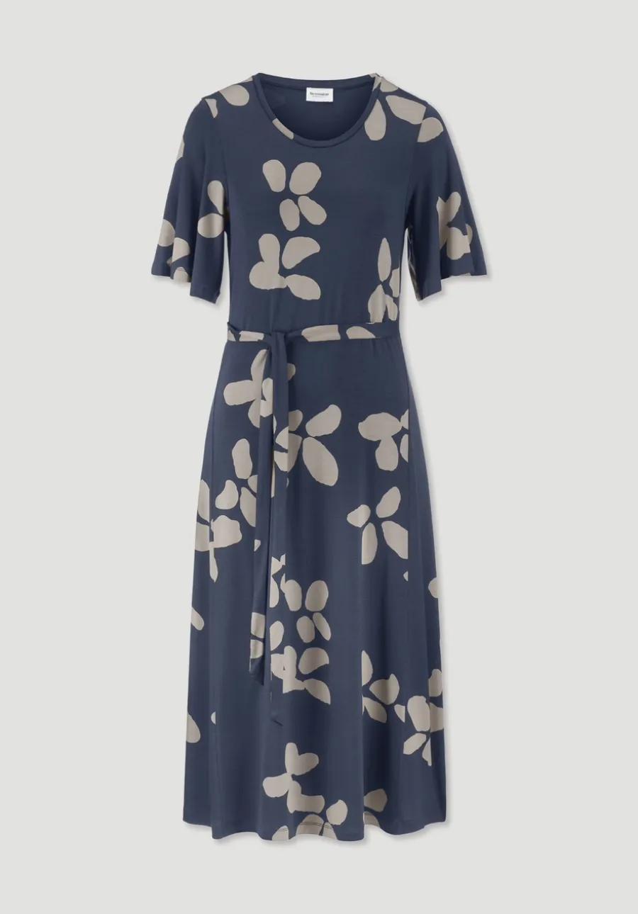 Print Jersey Kleid kniebedeckend Slim aus TENCEL™ Lyocell von hessnatur