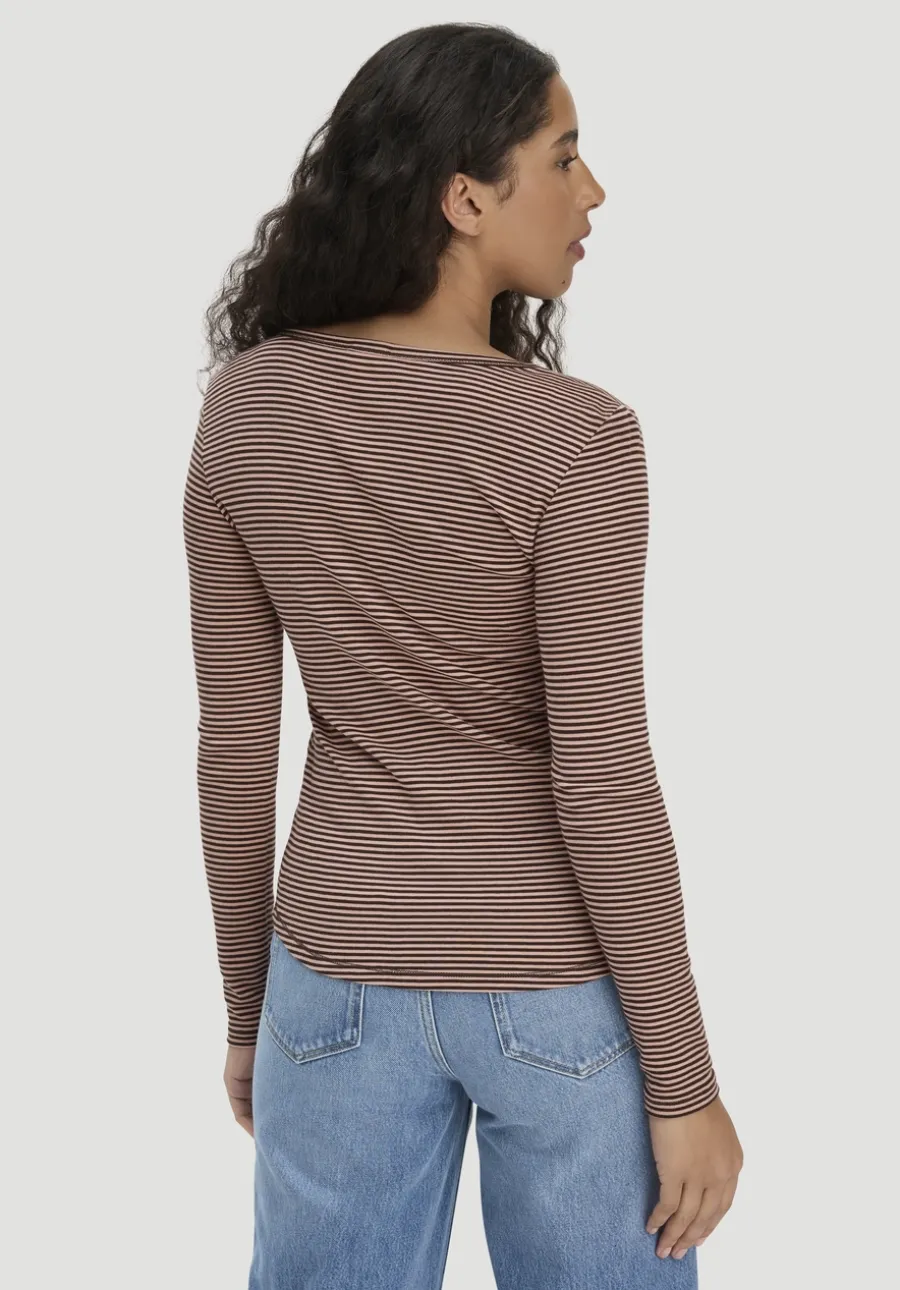 Softrib Longsleeve Streifen Henley Fitted aus Bio-Baumwolle und TENCEL™ Modal von hessnatur