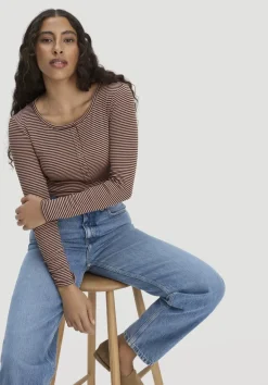 Softrib Longsleeve Streifen Henley Fitted aus Bio-Baumwolle und TENCEL™ Modal von hessnatur